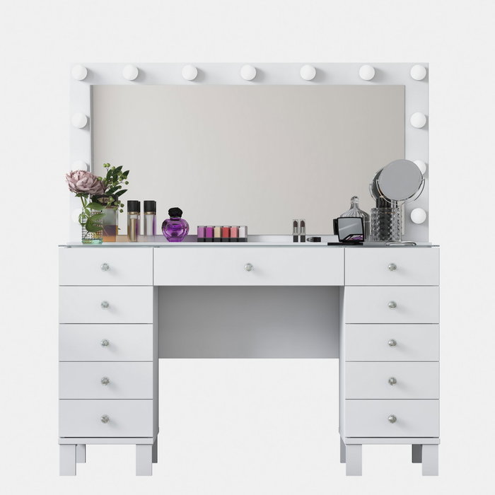 Hanah Home Mesa de Maquillaje BJ137 - 3847 Blanca con 13 Focos Hanah Home Mesa de Maquillaje BJ137 - 3847 Blanca con 13 Focos